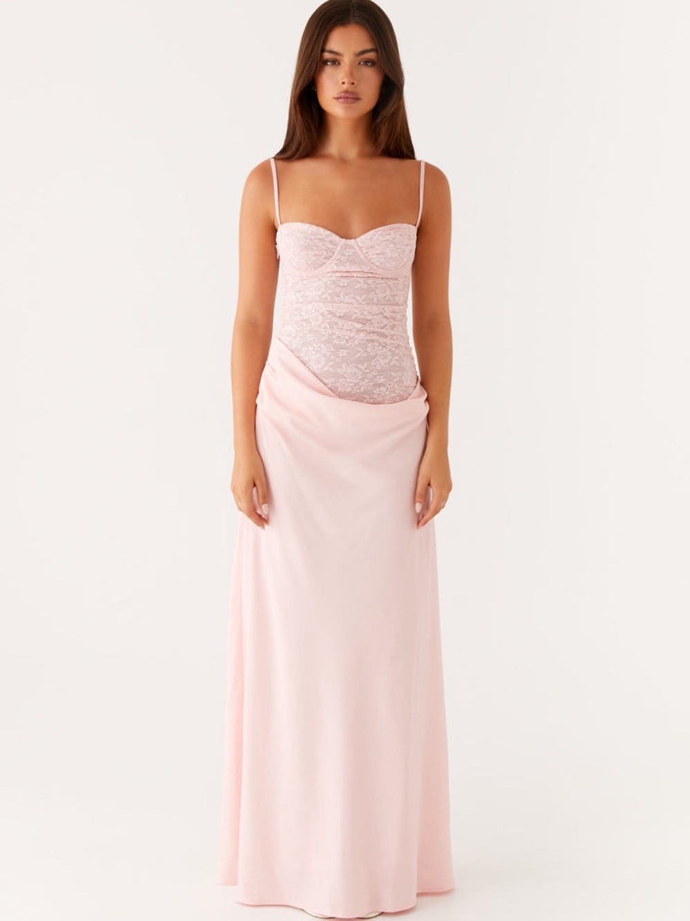 Peppermayo Pale Pink Lace Bodice Maxi Dress